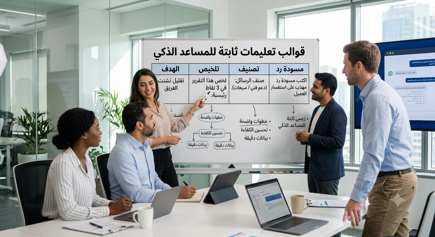 صورة تعبيرية للموضوع: قوالب تعليمات ثابتة تقلل تشتت الفريق عند استخدام مساعد ذكي