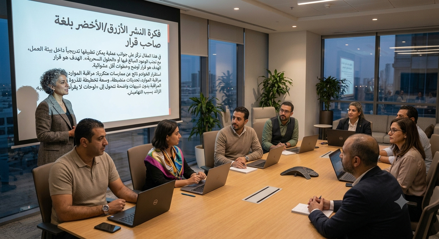 صورة تعبيرية للموضوع: فكرة النشر الأزرق/الأخضر بلغة صاحب قرار